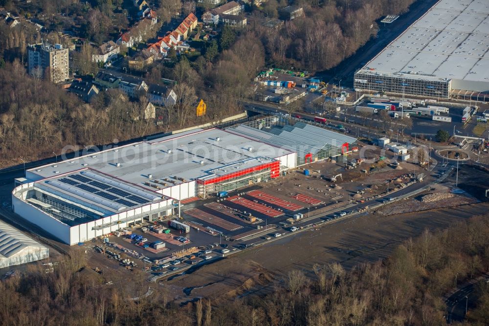 Aerial image Bochum - Building site to the new building building of the property market hedge property market Ziesak on the former area of the OPEL work III in the district of Langendreer in Bochum in the federal state North Rhine-Westphalia