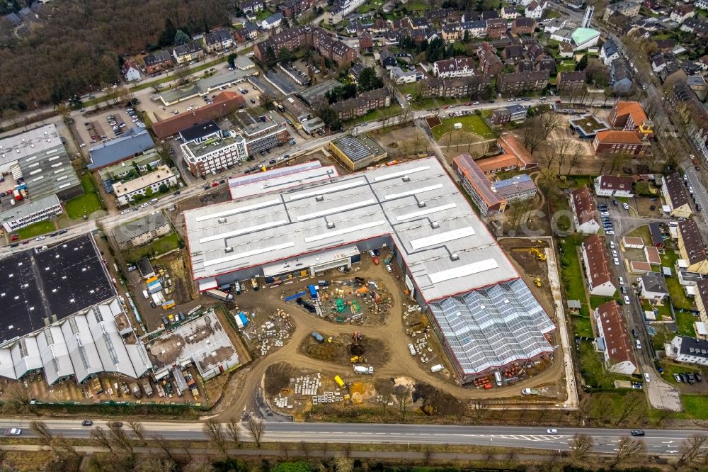 Aerial image Gladbeck - Construction site for new construction building of the construction market on Krusenkamp in Gladbeck at Ruhrgebiet in the state North Rhine-Westphalia, Germany