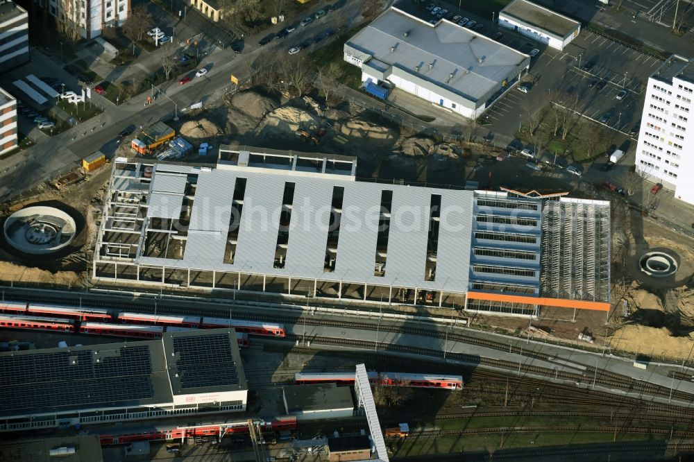 Aerial image Berlin - Construction site for new construction building of the construction market of OBI GmbH & Co. Deutschland KG an der Buchberger Strasse im Stadtteil Lichtenberg in Berlin in Germany