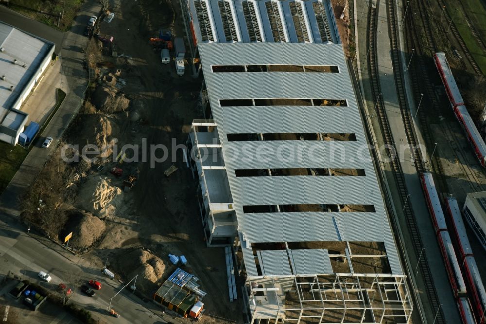 Aerial photograph Berlin - Construction site for new construction building of the construction market of OBI GmbH & Co. Deutschland KG an der Buchberger Strasse im Stadtteil Lichtenberg in Berlin in Germany