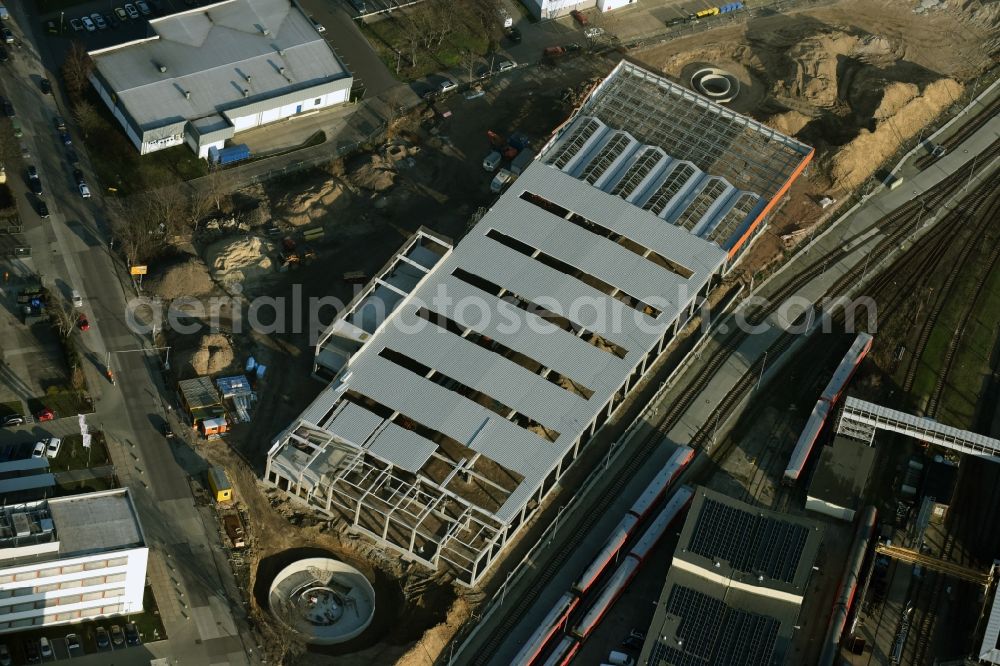 Aerial photograph Berlin - Construction site for new construction building of the construction market of OBI GmbH & Co. Deutschland KG an der Buchberger Strasse im Stadtteil Lichtenberg in Berlin in Germany