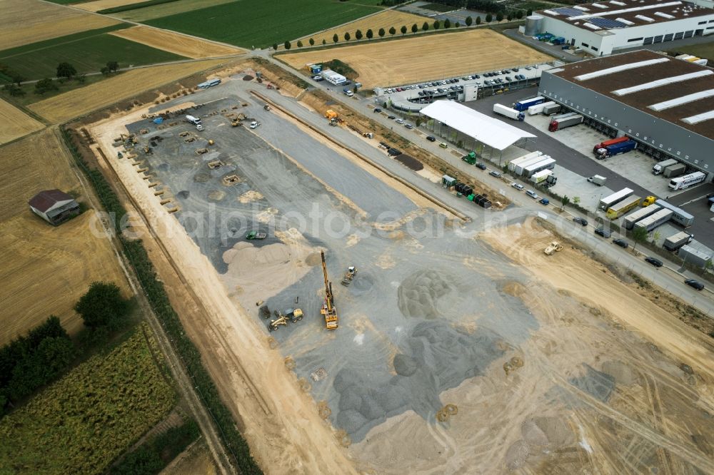 Aerial image Kornwestheim - Construction site for new construction building of the construction market of ZEG Zentraleinkauf Holz + Kunststoff eG in Kornwestheim in the state Baden-Wuerttemberg