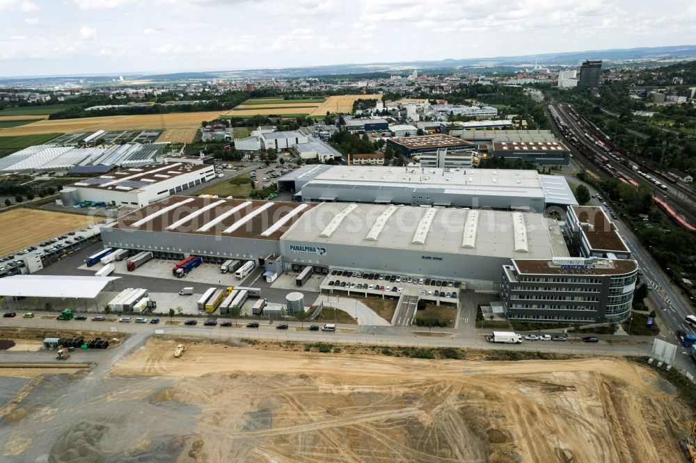 Kornwestheim from above - Construction site for new construction building of the construction market of ZEG Zentraleinkauf Holz + Kunststoff eG in Kornwestheim in the state Baden-Wuerttemberg