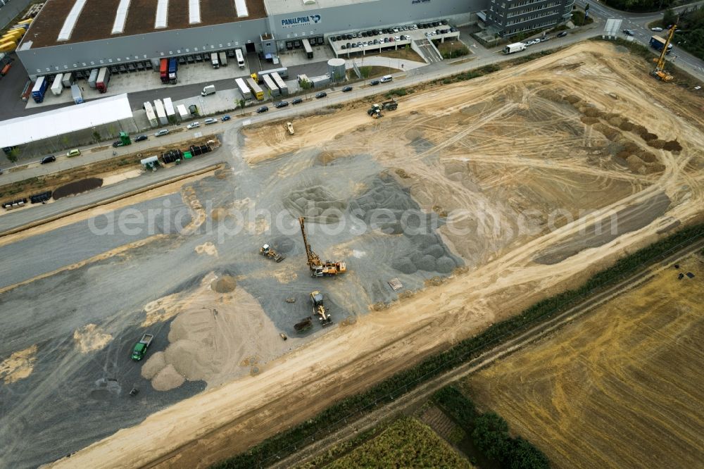 Aerial photograph Kornwestheim - Construction site for new construction building of the construction market of ZEG Zentraleinkauf Holz + Kunststoff eG in Kornwestheim in the state Baden-Wuerttemberg