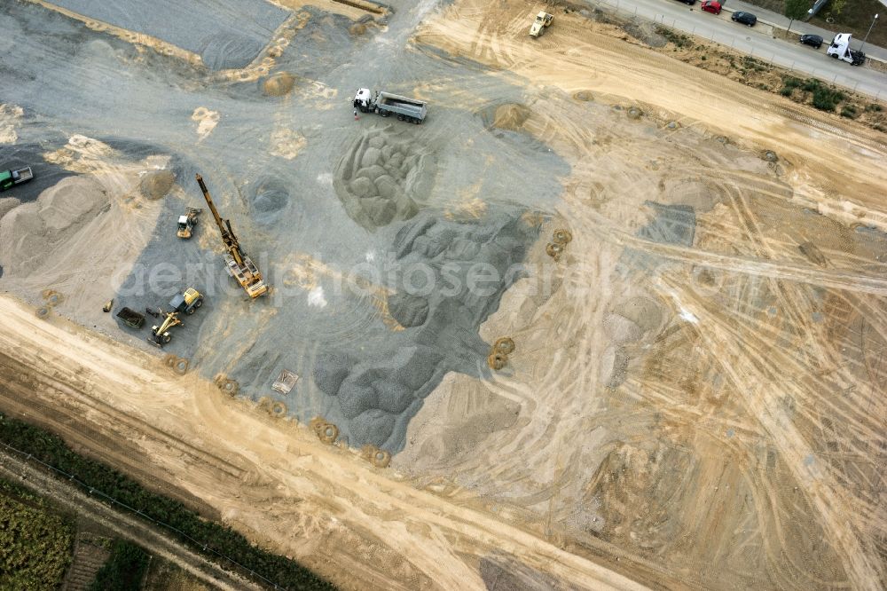 Aerial photograph Kornwestheim - Construction site for new construction building of the construction market of ZEG Zentraleinkauf Holz + Kunststoff eG in Kornwestheim in the state Baden-Wuerttemberg