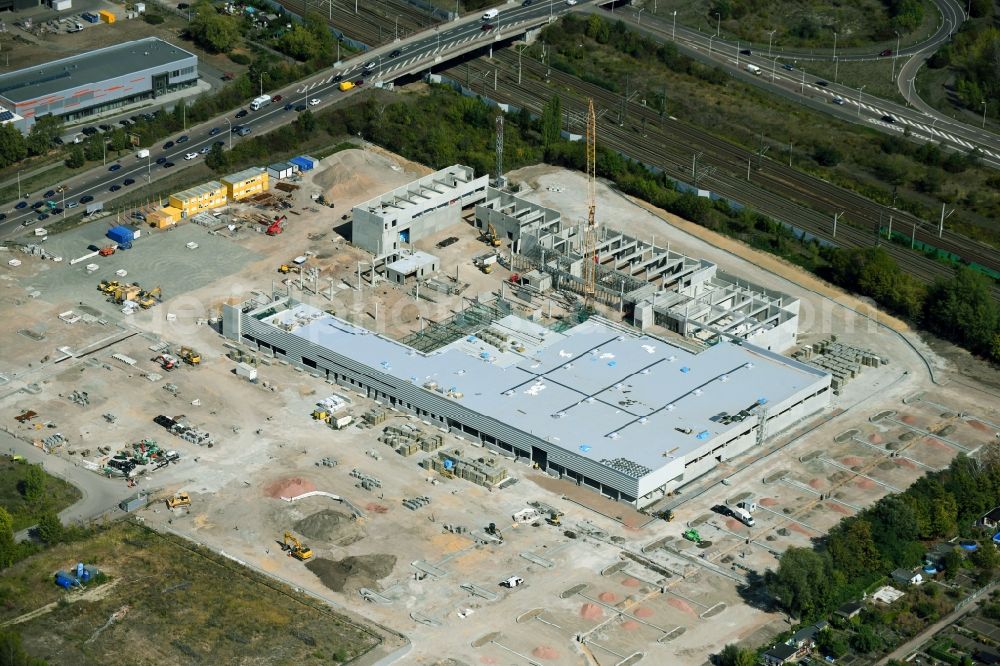 Aerial image Halle (Saale) - Construction site for new construction building of the construction market between Dieselstrasse and Zeppelinstrasse in Halle (Saale) in the state Saxony-Anhalt, Germany