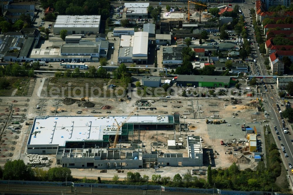 Aerial image Halle (Saale) - Construction site for new construction building of the construction market between Dieselstrasse and Zeppelinstrasse in Halle (Saale) in the state Saxony-Anhalt, Germany