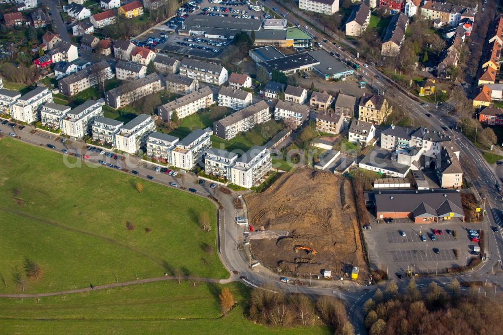 Witten from above - Construction site for new construction building of the head office of Dr. Spang GmbH in Witten in the state North Rhine-Westphalia