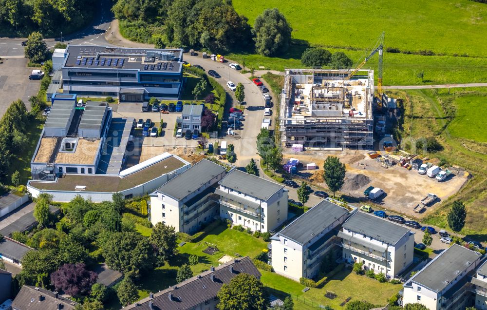 Witten from the bird's eye view: Construction site for new construction building of the head office of Dr. Spang GmbH in Witten in the state North Rhine-Westphalia