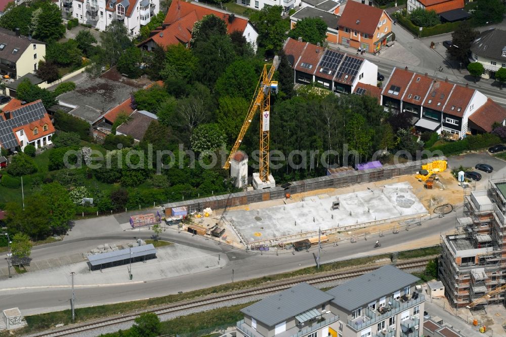 Aerial image Markt Indersdorf - Construction site for the new building Am Bahnhof in Markt Indersdorf in the state Bavaria, Germany