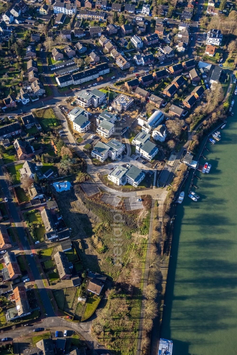 Aerial photograph Dorsten - Construction site for the new construction of a building complex of the Caritas Association for the deanery Dorsten e.V. in Dorsten in the state of North Rhine-Westphalia, Germany