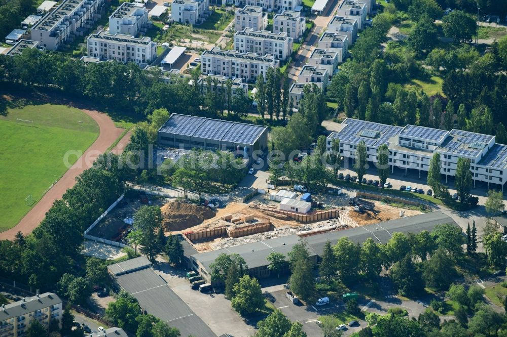 Berlin from the bird's eye view: Construction site for the construction of a new building complex on the grounds of Polizeidirektion 4 Suedwest in the district of Lankwitz in Berlin, Germany