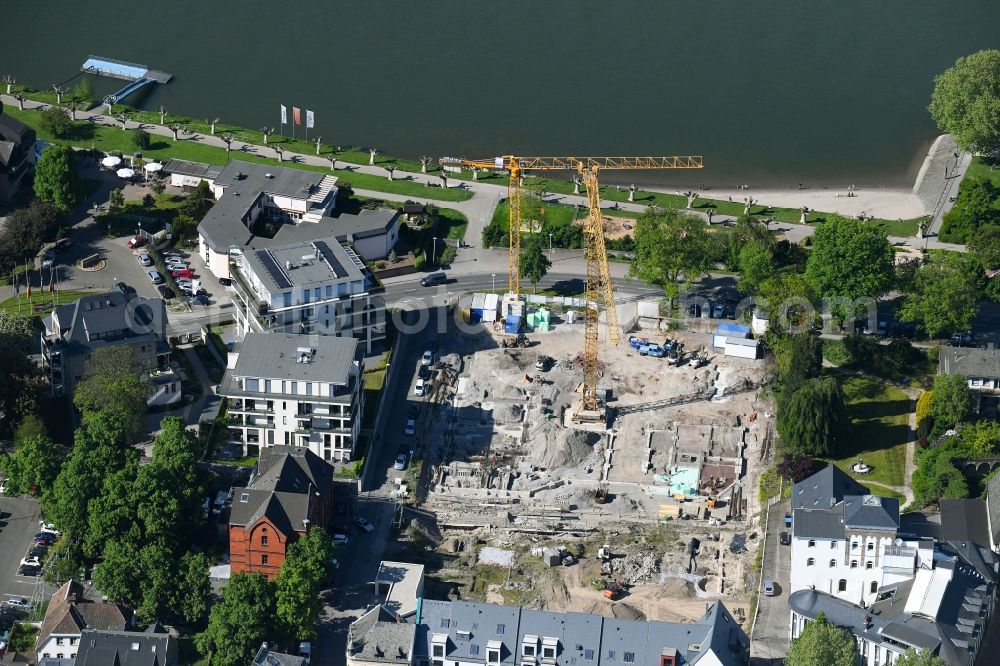 Aerial image Andernach - Construction site for the new building eines Gebaeudekomplex fuer ein Hotel and weiteren Gewerbeflaechen on Kirchstrasse - Konrad-Adenauer-Allee in Andernach in the state Rhineland-Palatinate, Germany