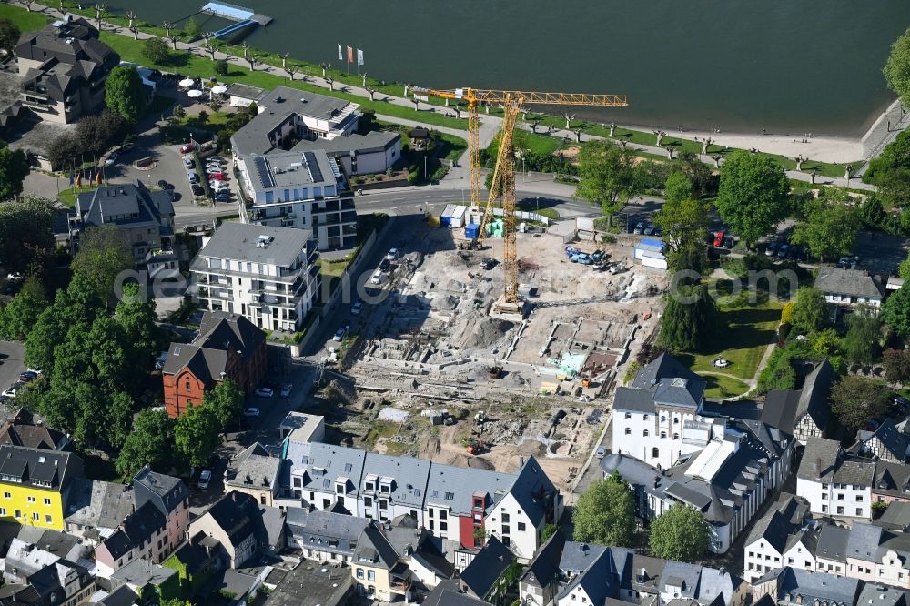 Aerial photograph Andernach - Construction site for the new building eines Gebaeudekomplex fuer ein Hotel and weiteren Gewerbeflaechen on Kirchstrasse - Konrad-Adenauer-Allee in Andernach in the state Rhineland-Palatinate, Germany