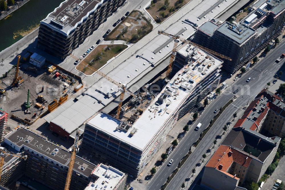 Berlin from above - Construction site for the new building of CA Immobilien Anlagen Aktiengesellschaft on Heidestrasse in the district Moabit in Berlin, Germany