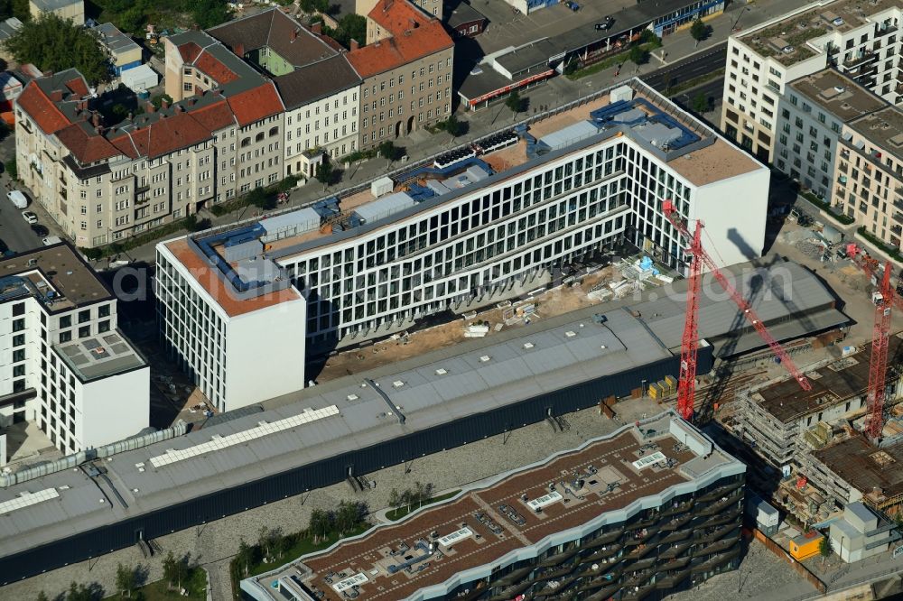 Berlin from above - Construction site for the new building of CA Immobilien Anlagen Aktiengesellschaft on Heidestrasse in the district Moabit in Berlin, Germany