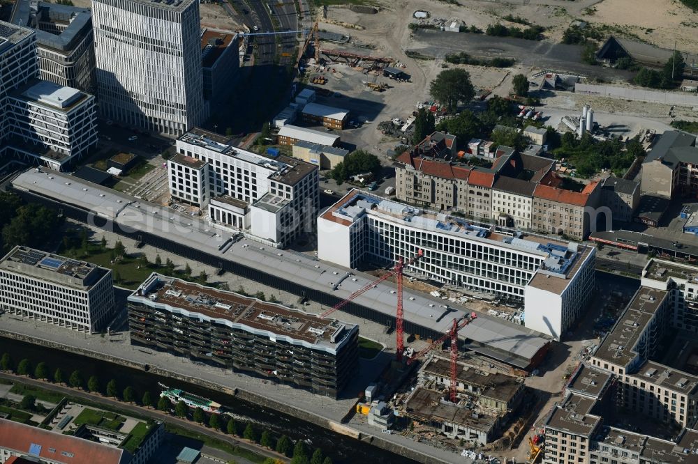 Aerial image Berlin - Construction site for the new building of CA Immobilien Anlagen Aktiengesellschaft on Heidestrasse in the district Moabit in Berlin, Germany