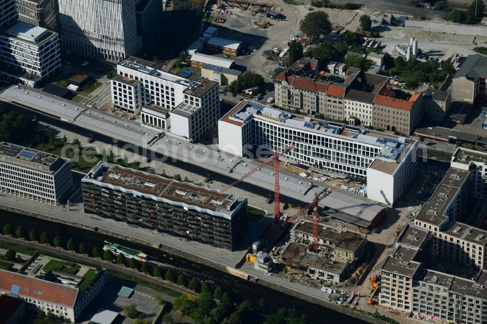 Aerial photograph Berlin - Construction site for the new building of CA Immobilien Anlagen Aktiengesellschaft on Heidestrasse in the district Moabit in Berlin, Germany