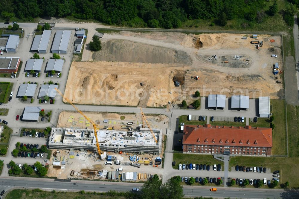 Schwerin from above - Construction site for the new construction of a police building complex in Schwerin in Mecklenburg-Vorpommern, Germany