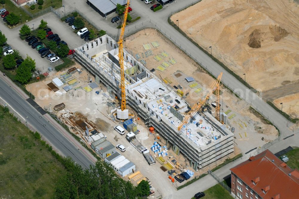 Aerial photograph Schwerin - Construction site for the new construction of a police building complex in Schwerin in Mecklenburg-Vorpommern, Germany