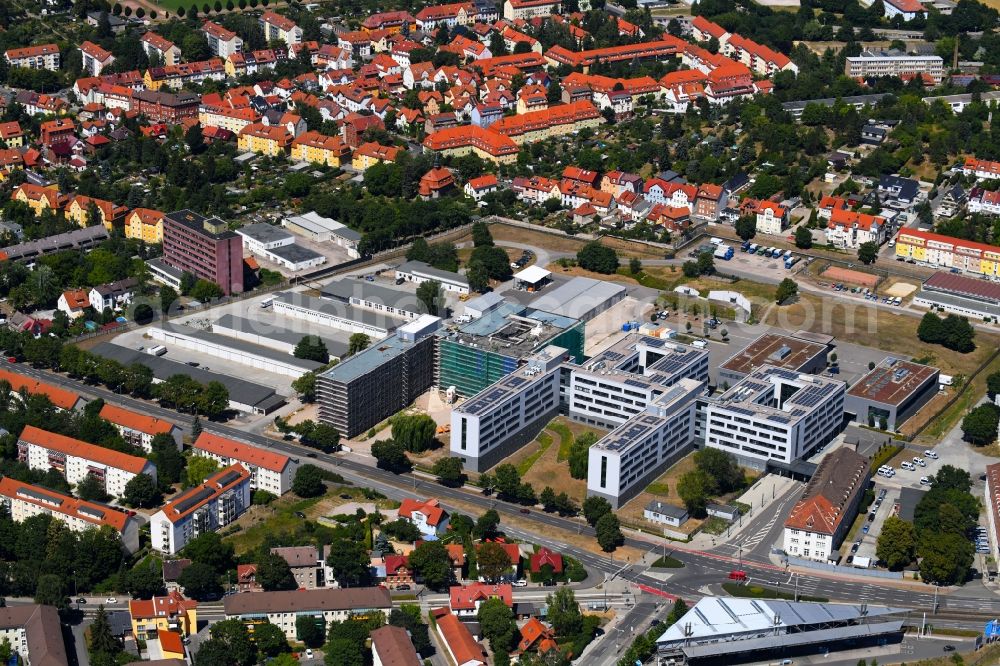 Erfurt from above - Construction site for the new building eines Gebaeudekomplex of Polizei Thueringen in Erfurt in the state Thuringia, Germany