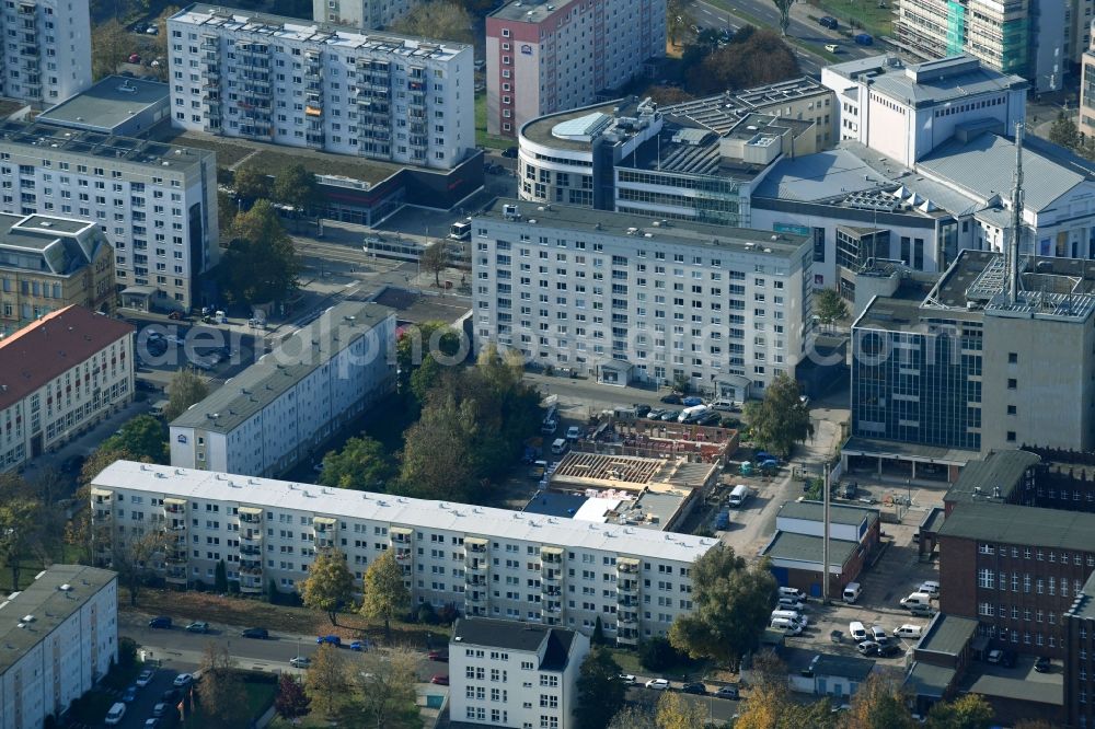 Aerial image Magdeburg - Construction site for the new building eines Gebaeudekomplex between Weitlingstrasse - Breiter Weg -Grosse Steinernetischstrasse in the district Zentrum in Magdeburg in the state Saxony-Anhalt, Germany