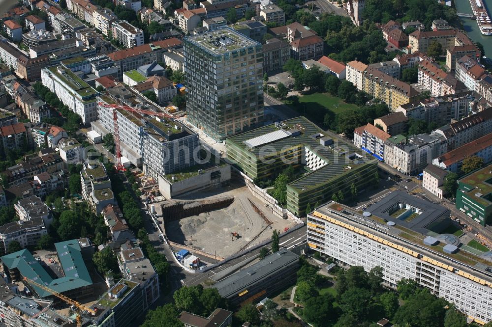 Basel from the bird's eye view: Site for New High-Rise Buildings Complex Biozentrum of the University by the Erne AG Bauunternehmung in Basel, Switzerland