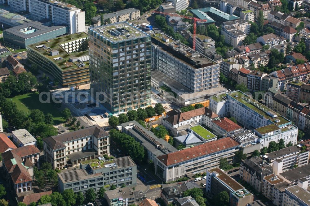 Basel from above - Site for New High-Rise Buildings Complex Biozentrum of the University by the Erne AG Bauunternehmung in Basel, Switzerland