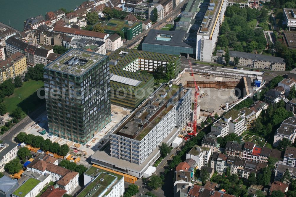 Basel from above - Site for New High-Rise Buildings Complex Biozentrum of the University by the Erne AG Bauunternehmung in Basel, Switzerland