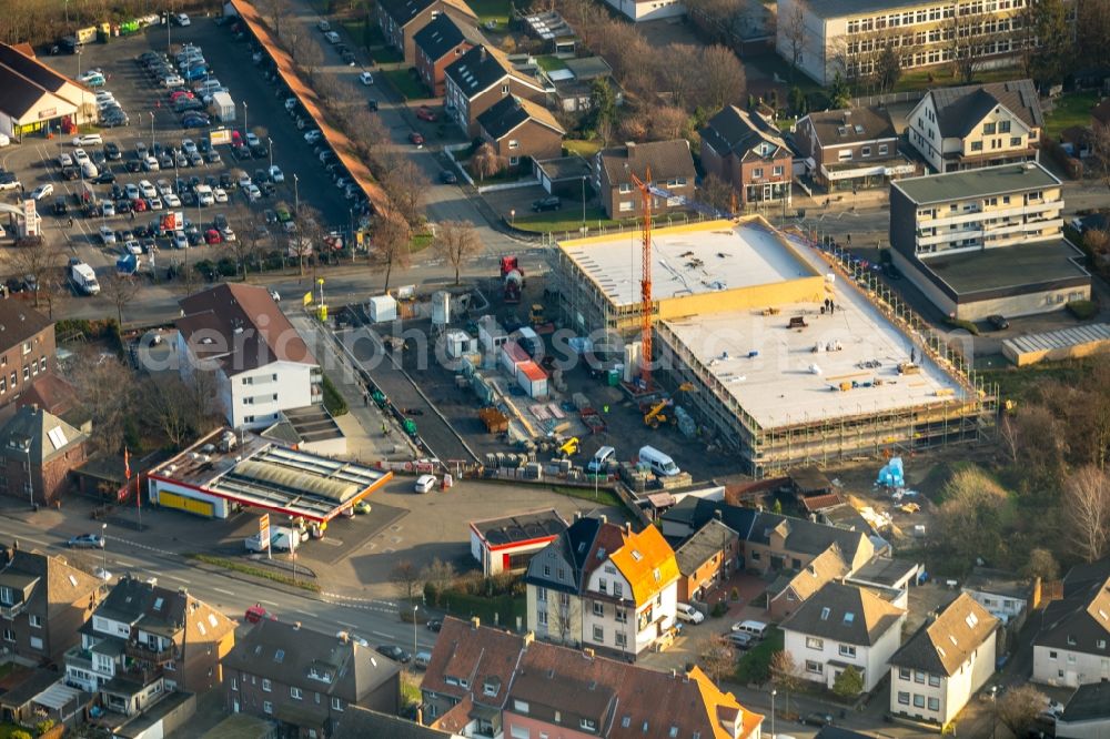 Hamm from above - New construction of the building complex of the shopping center ALDI - Filiale on Kleine Amtsstrasse in the district Heessen in Hamm in the state North Rhine-Westphalia, Germany