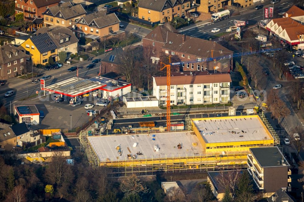 Aerial image Hamm - New construction of the building complex of the shopping center ALDI - Filiale on Kleine Amtsstrasse in the district Heessen in Hamm in the state North Rhine-Westphalia, Germany