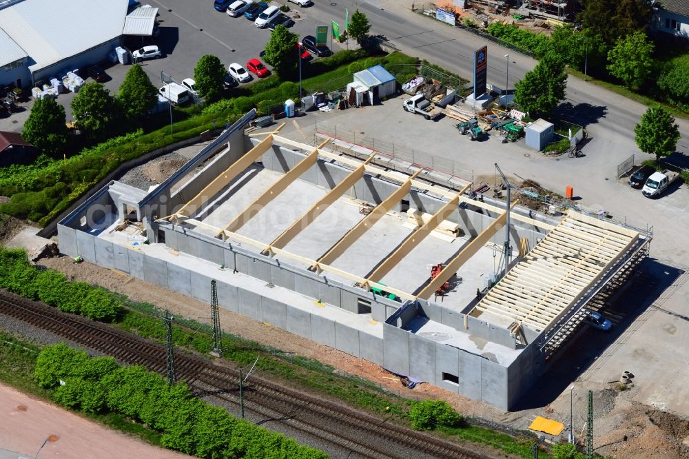 Aerial image Schopfheim - New construction of the building complex of the shopping center ALDI Sued on Bismarckstrasse in Schopfheim in the state Baden-Wuerttemberg, Germany