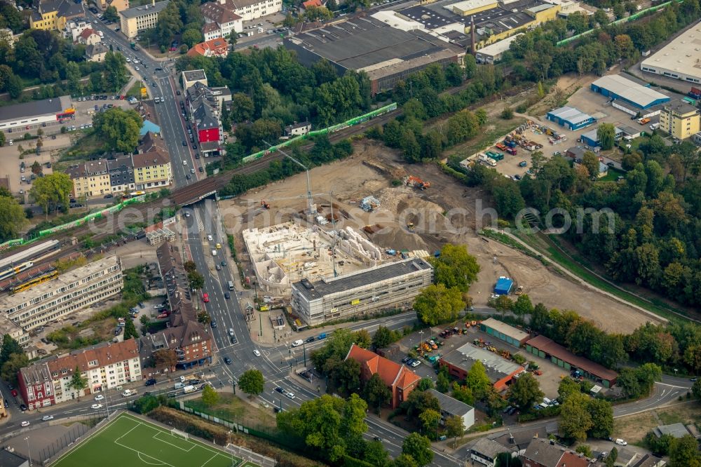 Aerial image Essen - New construction of the building complex of the shopping center Altenessen-Sued-Karree on Altenessener Strasse in Essen in the state North Rhine-Westphalia, Germany