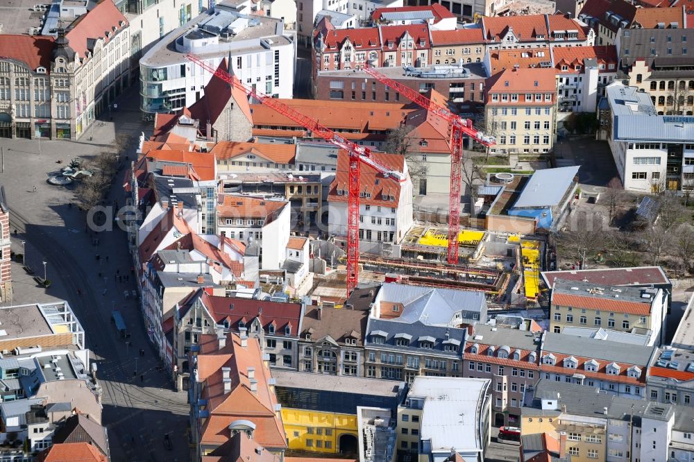 Aerial image Erfurt - New construction of the building complex of the shopping center Anger-Passage on Reglermauer in the district Altstadt in Erfurt in the state Thuringia, Germany