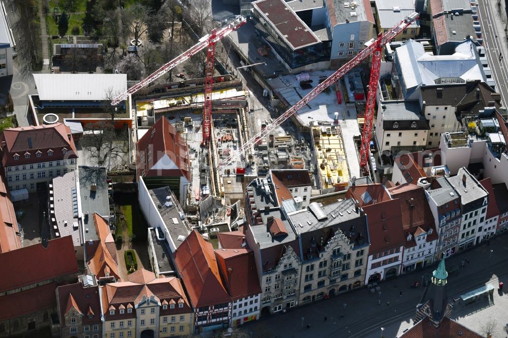 Erfurt from the bird's eye view: New construction of the building complex of the shopping center Anger-Passage on Reglermauer in the district Altstadt in Erfurt in the state Thuringia, Germany