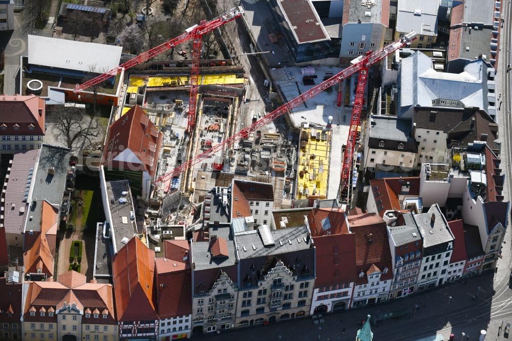 Aerial image Erfurt - New construction of the building complex of the shopping center Anger-Passage on Reglermauer in the district Altstadt in Erfurt in the state Thuringia, Germany