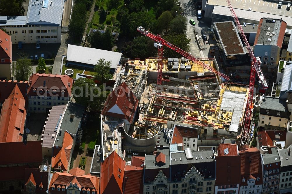 Aerial image Erfurt - New construction of the building complex of the shopping center Anger-Passage on Reglermauer in the district Altstadt in Erfurt in the state Thuringia, Germany