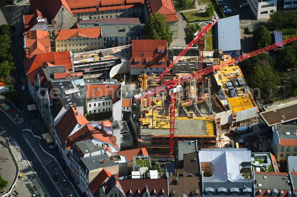 Erfurt from the bird's eye view: New construction of the building complex of the shopping center Anger-Passage on Reglermauer in the district Altstadt in Erfurt in the state Thuringia, Germany