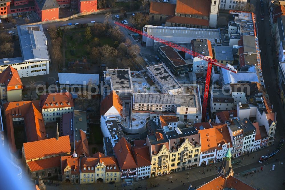 Erfurt from the bird's eye view: New construction of the building complex of the shopping center Anger-Passage on Reglermauer in the district Altstadt in Erfurt in the state Thuringia, Germany