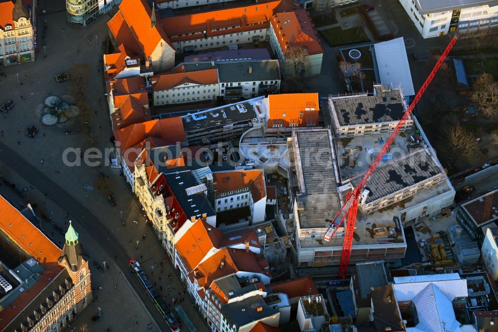 Aerial image Erfurt - New construction of the building complex of the shopping center Anger-Passage on Reglermauer in the district Altstadt in Erfurt in the state Thuringia, Germany