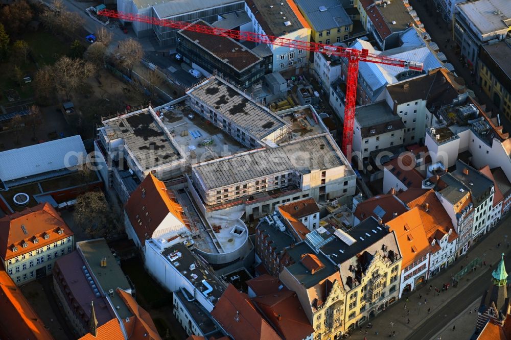 Erfurt from above - New construction of the building complex of the shopping center Anger-Passage on Reglermauer in the district Altstadt in Erfurt in the state Thuringia, Germany