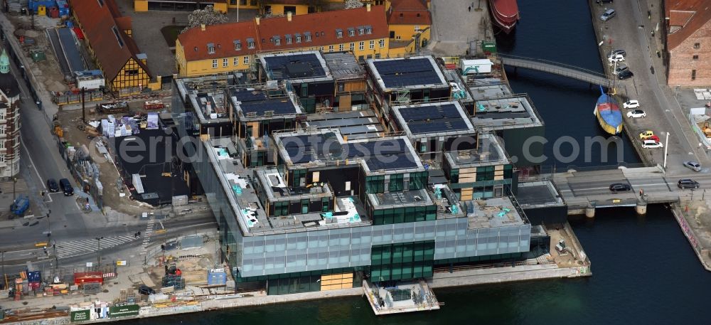 Aerial photograph Kopenhagen - New construction of the building complex of the shopping center BLOX on Christians Brygge in Copenhagen in Denmark