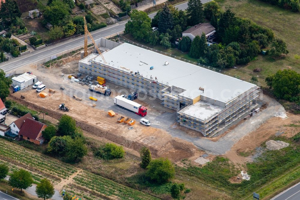 Aerial photograph Randersacker - New construction of the building complex of the shopping center EDEKA Koerner Am Sonnenstuhl in the district Heidingsfeld in Randersacker in the state Bavaria, Germany