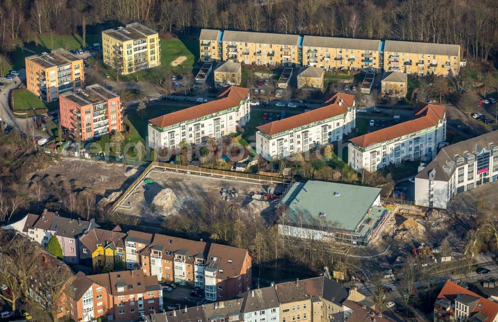 Aerial image Herne - New construction of the building complex of the shopping center on Edmund-Weber-Strasse in the district Wanne-Eickel in Herne in the state North Rhine-Westphalia, Germany