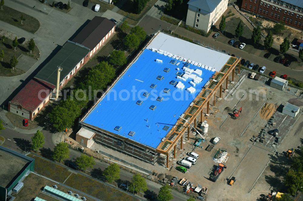 Aerial image Halle (Saale) - New construction of the building complex of the shopping center on Frau-von-Selmnitz-Strasse- Damaschkestrasse in Halle (Saale) in the state Saxony-Anhalt, Germany