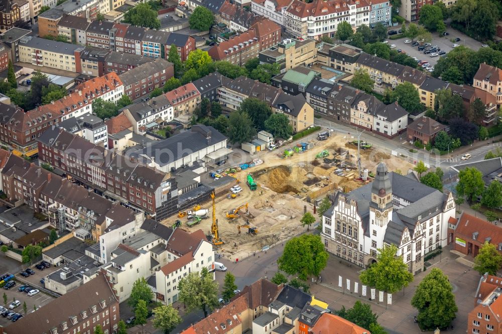 Aerial photograph Gladbeck - New construction of the building complex of the shopping center of Implementum GmbH on Friedrich-Ebert-Strasse in Gladbeck in the state North Rhine-Westphalia, Germany