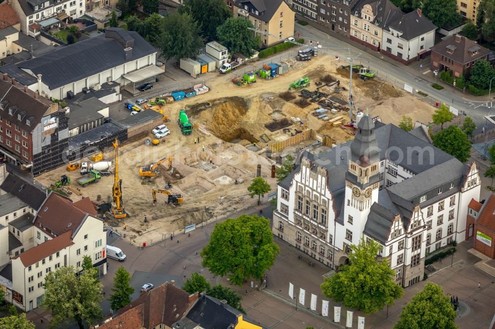 Gladbeck from above - New construction of the building complex of the shopping center of Implementum GmbH on Friedrich-Ebert-Strasse in Gladbeck in the state North Rhine-Westphalia, Germany