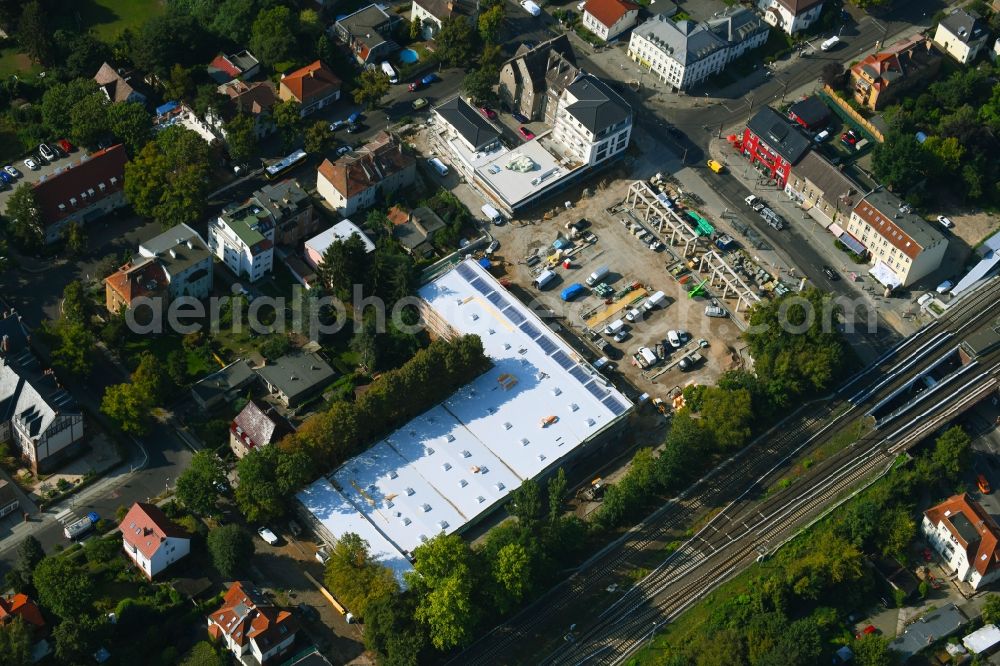 Aerial image Berlin - New construction of the building complex of the shopping center on Hoenower Strasse in the district Mahlsdorf in Berlin, Germany