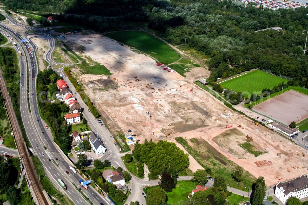 Aerial image Wörth am Rhein - New construction of the building complex of the shopping center Maximilian-Center in the district Maximilian-Center in Woerth am Rhein in the state Rhineland-Palatinate, Germany