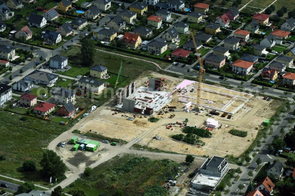 Berlin from above - New construction of the building complex of the shopping center Mohrenfalterweg - Habichtshorst in Berlin